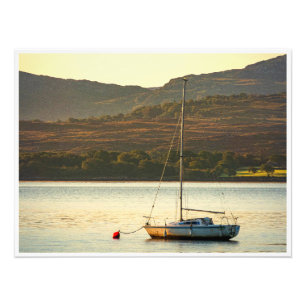 Moored Sailboat at Sunset (Kenmare Bay) Photo Print