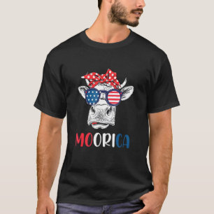 Moorica Highland Cow 4th Of July Usa Patriotic Cow T-Shirt