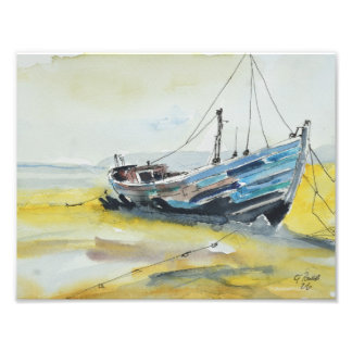 Moorings at Low Tide Fishing Boat Photo Print