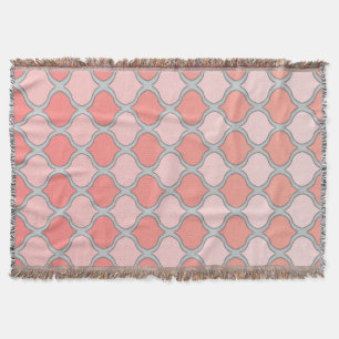 Moorish Arabesque (Pink, Coral, Grey) Throw Blanket