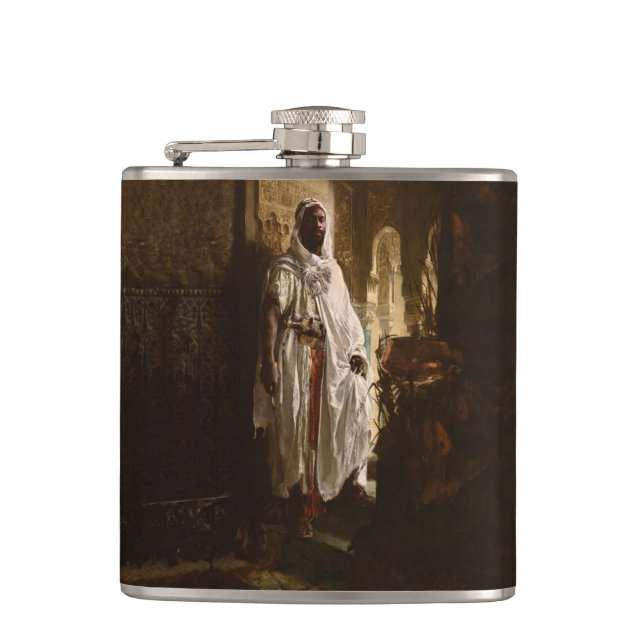 Moorish Chief African Art Painting Portrait Hip Flask (Front)