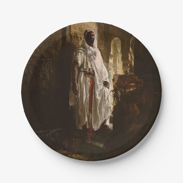 Moorish Chief African Art Painting Portrait Paper Plate (Front)