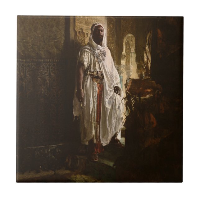Moorish Chief African Art Painting Portrait Tile (Front)