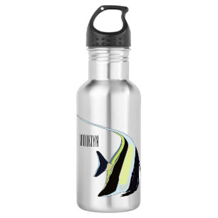 Moorish idol fish cartoon illustration 532 ml water bottle