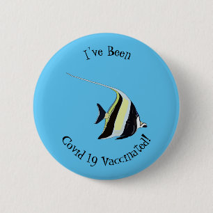 Moorish idol fish cartoon illustration 6 cm round badge