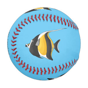 Moorish idol fish cartoon illustration baseball