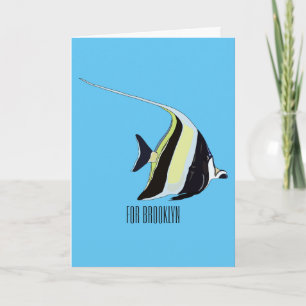 Moorish idol fish cartoon illustration card
