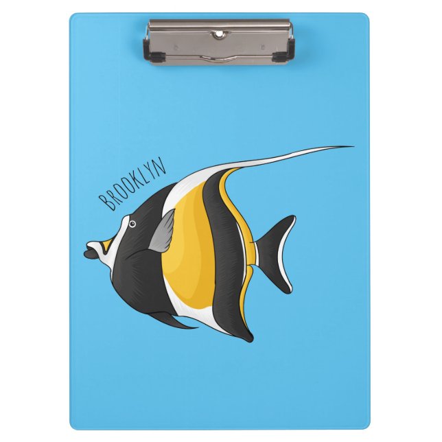Moorish idol fish cartoon illustration  clipboard (Front)