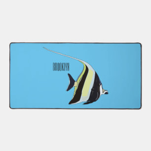 Moorish idol fish cartoon illustration desk mat
