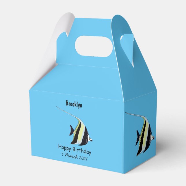 Moorish idol fish cartoon illustration favour box (Front Side)
