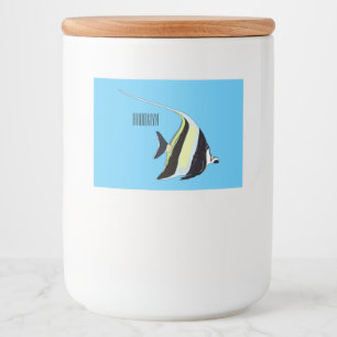 Moorish idol fish cartoon illustration food label
