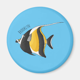 Moorish idol fish cartoon illustration  magnet