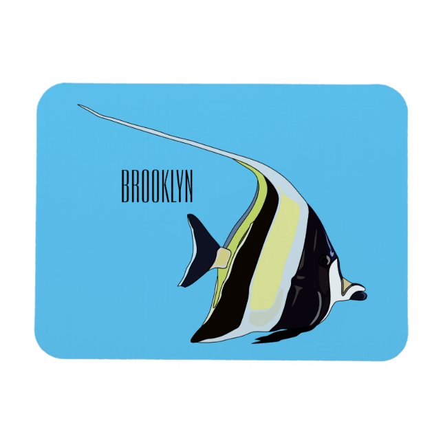 Moorish idol fish cartoon illustration magnet (Horizontal)