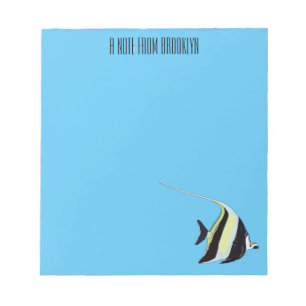 Moorish idol fish cartoon illustration notepad