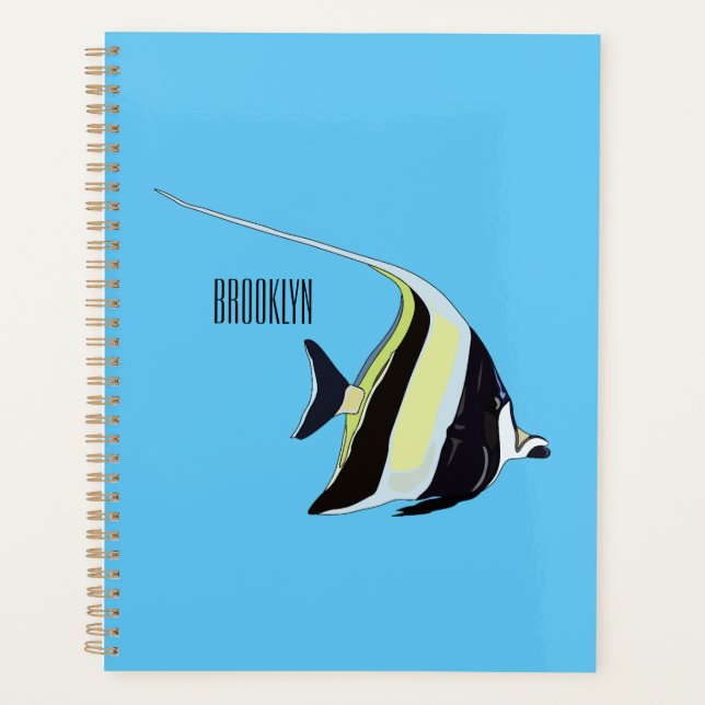Moorish idol fish cartoon illustration planner (Front)