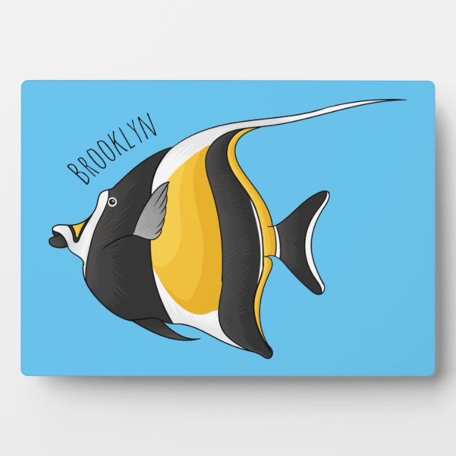Moorish idol fish cartoon illustration plaque (Front)