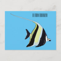 Moorish idol fish cartoon illustration