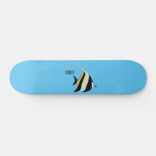 Moorish idol fish cartoon illustration skateboard
