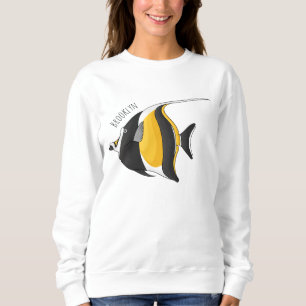 Moorish idol fish cartoon illustration sweatshirt