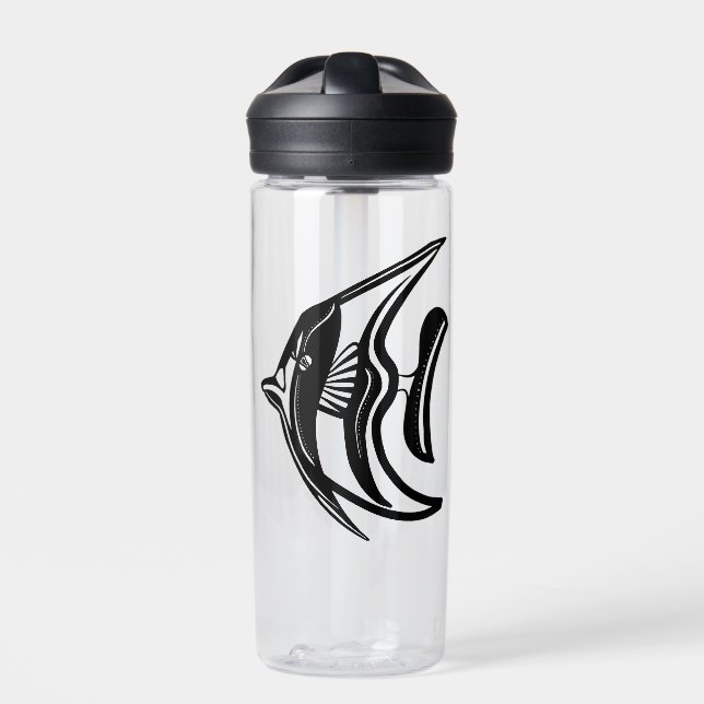 Moorish idol (kihikihi) black and white  water bottle (Front)