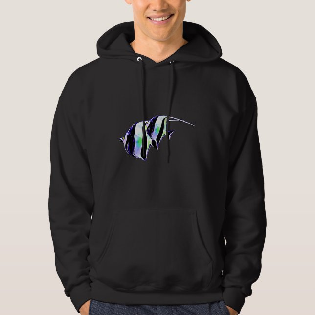 Moorish Idol Pair Saltwater Reef Aquarium Fish Tan Hoodie (Front)
