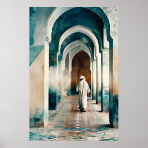 Moorish Marrakesh Blue Cream Poster