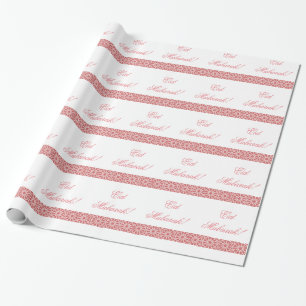 Moorish pink and white geometric Eid Mubarak Wrapping Paper