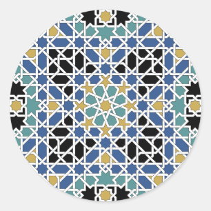 Moorish tile classic round sticker