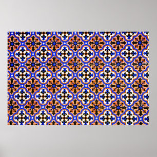 Moorish tile, The Alhambra, Spain Poster