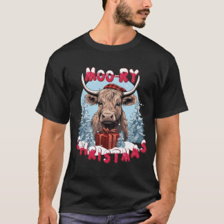 Moory Christmas - Highland Cow Lover Xmas T-Shirt