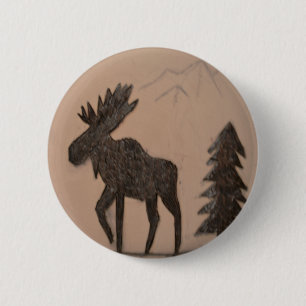 Moose 6 Cm Round Badge