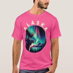 Moose Alaska Northern Lights Aurora Viewing Vacati T-Shirt