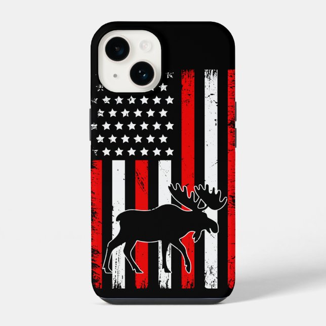 Moose American Flag iPhone Case (Back)