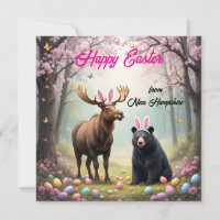 Moose and American Black Bear with Bunny Ears