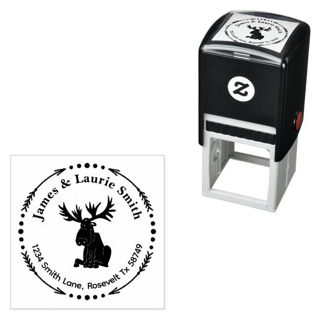 Moose and Arrows Return Address  Self-inking Stamp (In Situ)