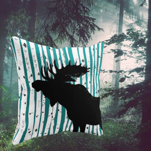 Moose and Birch Tree Pillow