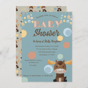 Moose and Mobile baby shower invitations