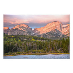 Moose and Tourists at Sprague Lake, Colorado Photo Print