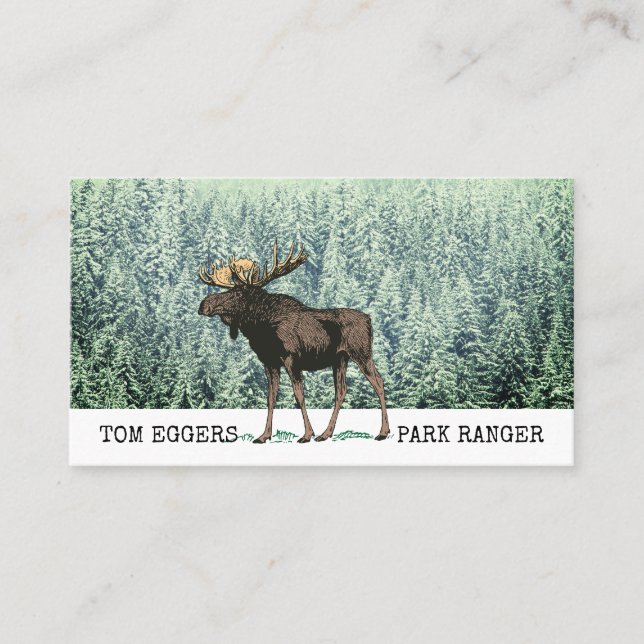 Moose And Trees Ranger Business Cards (Front)