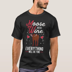 Moose And Wine Scandinavia Moose Antler Moose T-Shirt