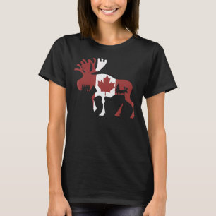 Moose Animal Canadian Flag Maple Leaf Canada T-Shirt