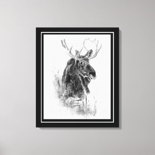 Moose Animal Watercolor Wildlife Art Canvas Print