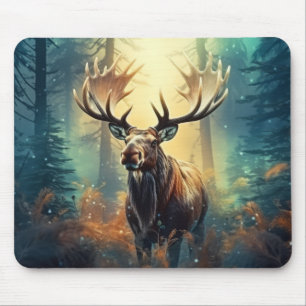 Moose Animal Wildlife Wilderness Colourful Wall Ar Mouse Pad
