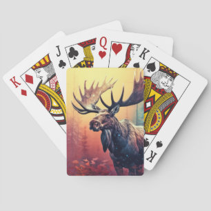 Moose Animal Wildlife Wilderness Colourful Wall Ar Playing Cards