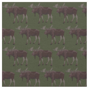 Moose Art Fabric Wildlife Fabric Cotton or Poly