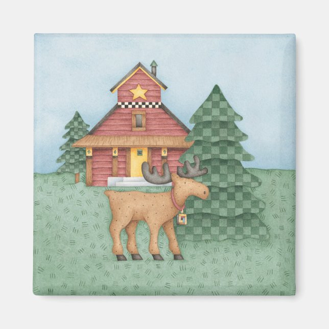 Moose at Cabin Magnet (Front)