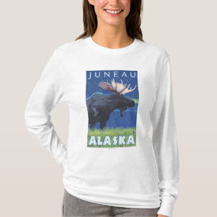 Moose at Night - Juneau, Alaska T-Shirt