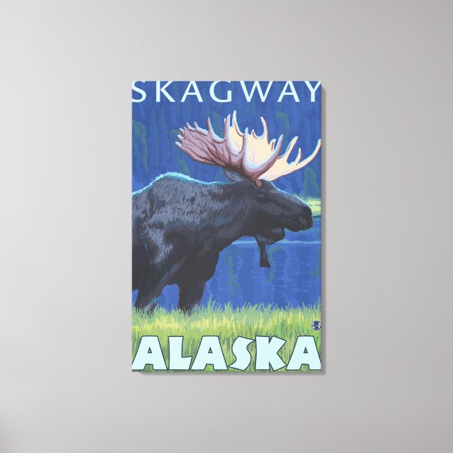 Moose at Night - Skagway, Alaska Canvas Print (Front)