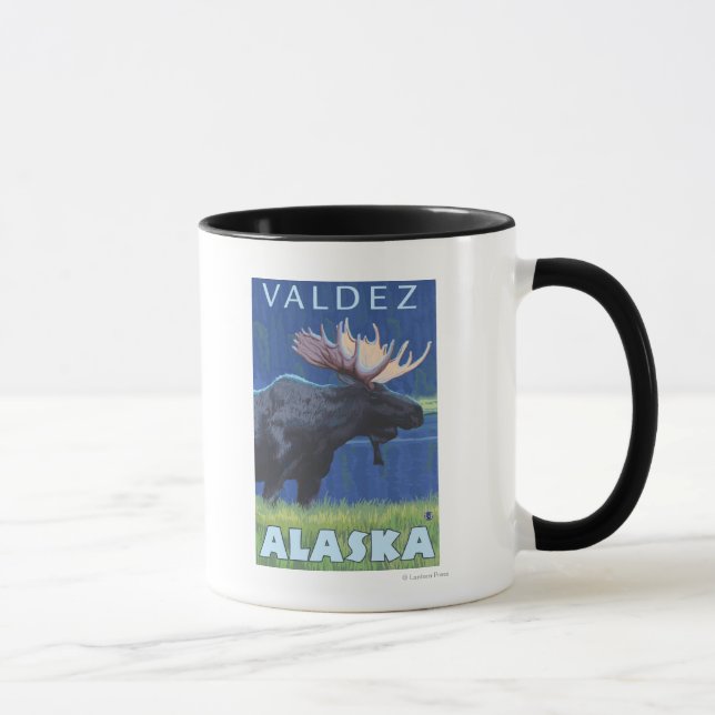 Moose at Night - Valdez, Alaska Mug (Right)