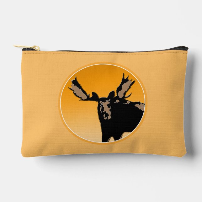 Moose at Sunset  - Original Wildlife Art Accessory Pouch (Front)